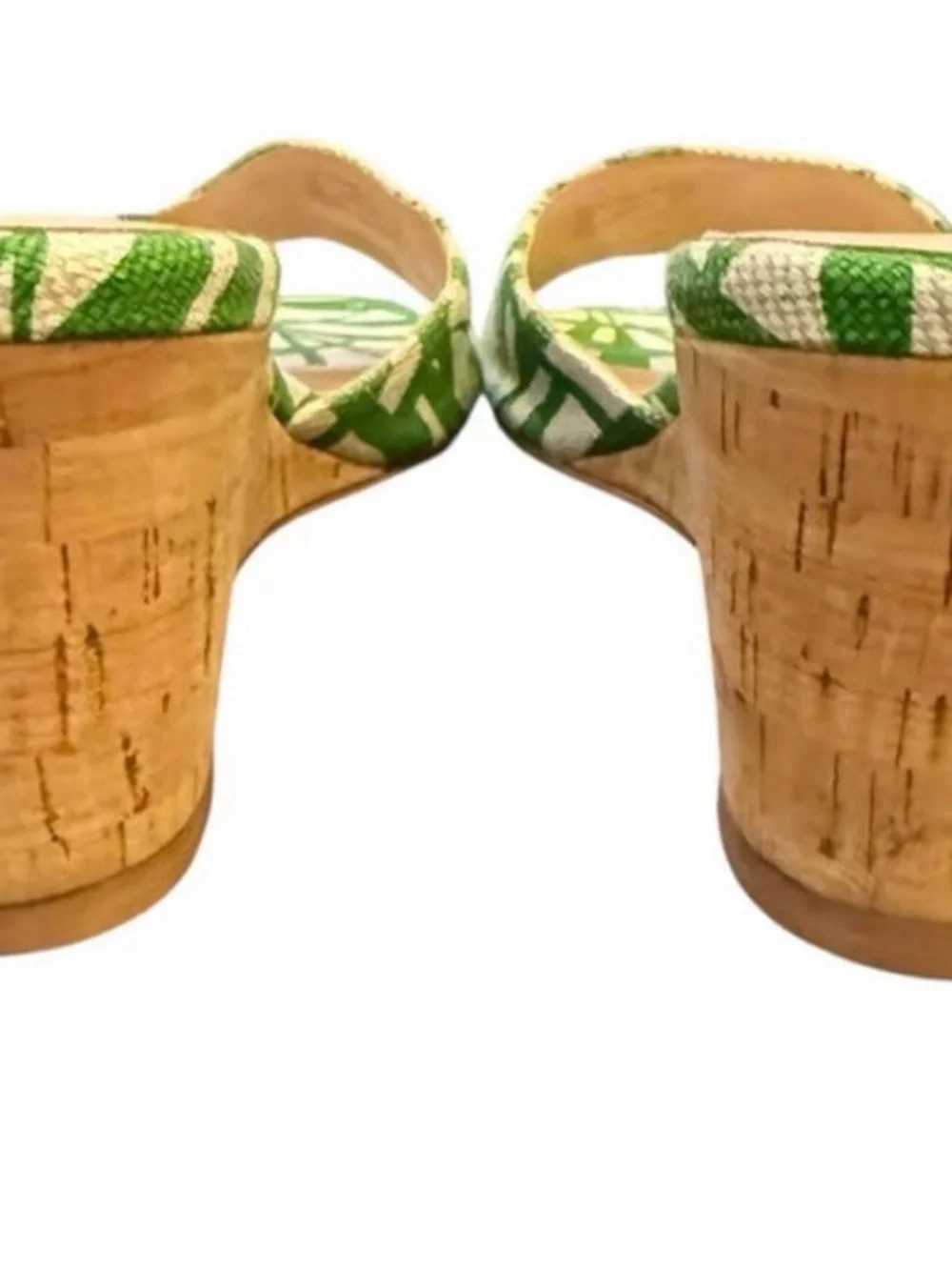 kate spade Green and Cream Palm-Print Slide Mules - Picture 3 of 7